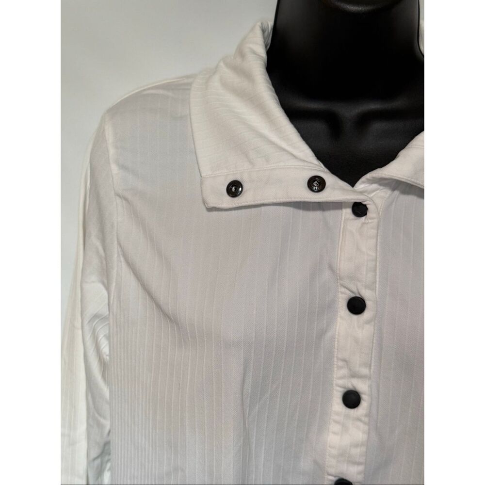 Athleta white ribbed long sleeve black snap top size extra large NWOT - Picture 3 of 11